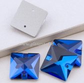 Opnaai Glitter steentjes vierkant|Capri-Blue Square Sew on Stone|Flatback Rhinestones Square Strass ( 14 mm) 28st|Strasstenen van Glas|Glitter steentjes voor turnpakje|Ritmische pakjes|Acro p