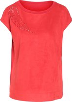 Cassis - Female - T-shirt in suèdine met veer  - Rood