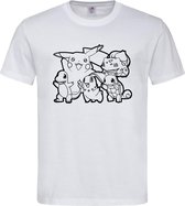 Wit T-shirt ' Pokemon / Figuren ' Zwart maat M