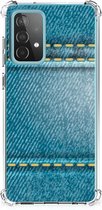 Stevige Telefoonhoesje Geschikt voor Samsung Galaxy A52 4G/5G Telefoon Hoesje met doorzichtige rand Jeans