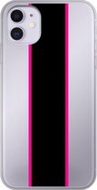 Apple iPhone 11 - Smart cover - Transparant - Streep - Zwart - Roze
