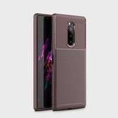 Carbon Fiber Texture Shockproof TPU Case voor Sony Xperia XZ4 (bruin)