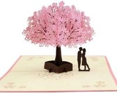 3D Kaart | Liefde & Kersenbloesem boom - Sakura | kaart + enveloppe | 15 x 20 cm