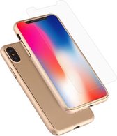 360 graden volledige dekking afneembare pc-beschermhoes met gehard glasfolie voor iPhone X (goud)