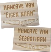 Mancave Gepersonaliseerd Tekstbord Beukenhout met "Eigen Naam" - Bar- Cadeau Man