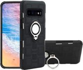 Voor Galaxy S10 2 in 1 kubus PC + TPU beschermhoes met 360 graden draaien zilveren ringhouder (zwart)