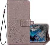 Voor Galaxy S9 + Lucky Clover Pressed Flowers Pattern Horizontale Flip lederen tas met houder & kaartsleuven & portemonnee & draagriem (grijs)