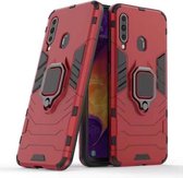 PC + TPU schokbestendige beschermhoes voor Galaxy A60, met magnetische ringhouder (rood)