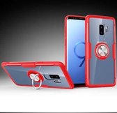 Krasbestendige TPU + acryl ringbeugel beschermhoes voor Galaxy S9 Plus (rood)