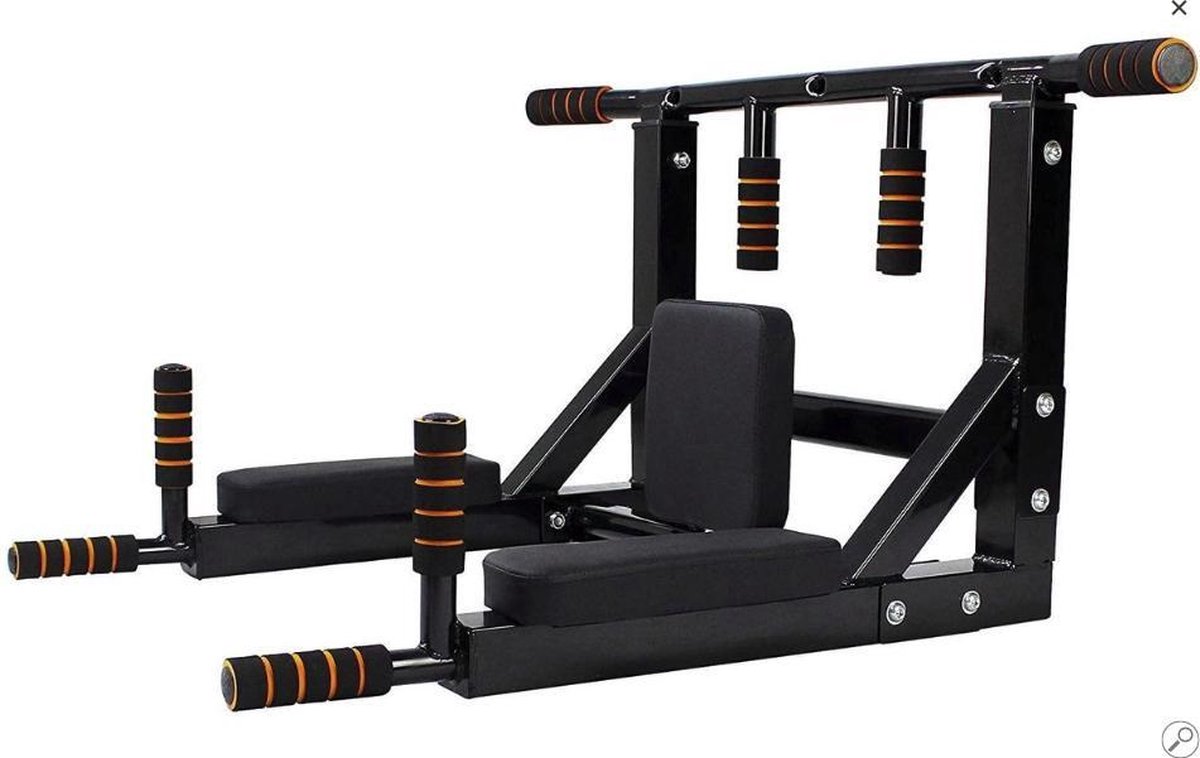 SOUTHWALL Fitness Station – 2-in-1 Pull Up Station en Dip Station voor thuis sporten – Optrekstang Fitness Wandmontage – Dip Bars – Chin Up Bar – Home Gym – Pull Up Bar Muurmontage – Krachttraining – Power Tower – 150kg Draagkracht – Zwart/Rood
