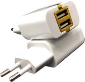 USB stekker - 2 poorten - Dual USB Adapter Stekker - USB-stekker - USB-adapter - 15W Quick Charge - Wit/Goud