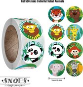 Snoes - sluitstickers 500 stuks - stickerrol - Collorfull Happy Jungle Animals - beloningsstickers - stickers voor kinderen - schoolspullen - onderwijs - peuters - kleuters - Safari en Jungle