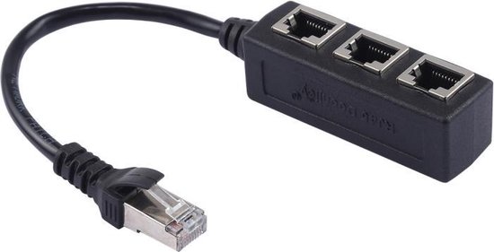 By Qubix - Netwerk kabel splitter - van 1 naar 3 CAT5 RJ45 plug splitter -  20 cm zwart - internet kabel | Bestel nu!