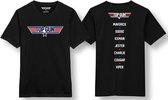 TOP GUN Logo Met Namen (Rugprint) T-shirt Zwart