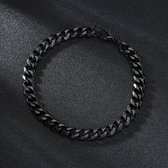 Cuban Link Heren Armband - Dikke Schakel - 5mm - Zwart - Schakelarmband - Armbanden - Cadeau voor Man - Mannen Cadeautjes