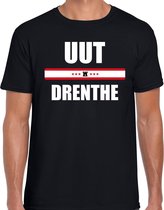Uut Drenthe met vlag Drenthe t-shirts Drents dialect zwart voor heren S