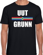 Uut grunn met vlag Groningen t-shirts Gronings dialect zwart voor heren S