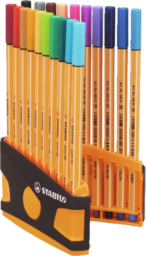 STABILO point 88 - ColorParade - Antraciet/Oranje - Set Met 20 Verschillende Kleuren