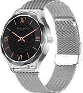 Belesy® FACET - Smartwatch Dames – Smartwatch Heren - Horloge - 1.09 inch - Kleurenscherm - Stappenteller - Bloeddruk - Hartslag - 100+ Wijzerplaten – Sporten - Staal – Zilver