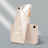 Voor iPhone SE 2020 Color Button Clear Full Coverage Shockproof TPU Case (Geel)