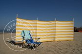 Paravent de plage 4 mètres Dralon jaune/blanc avec bâtons en bois