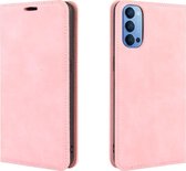 OPPO Reno 4 Hoesje - Mobigear - Retro Slim Serie - Kunstlederen Bookcase - Roze - Hoesje Geschikt Voor OPPO Reno 4