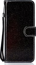Mobigear Telefoonhoesje geschikt voor Huawei Y6p Hoesje | Mobigear Glitter Bookcase Portemonnee | Pasjeshouder voor 2 Pasjes | Telefoonhoesje voor Pinpas / OV Kaart / Rijbewijs - Zwart