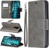 Voor xiaomi redmi note 8pro retro lamsvacht textuur pure kleur horizontale flip pu lederen case met houder & kaartsleuven & portemonnee & lanyard (grijs)