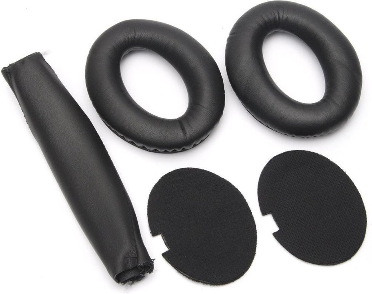 2-In-1 Luxe Lederen Vervang Hoofdband & Oorkussens Set Geschikt Voor Bose Quietcomfort 2/15 QC2 QC15 - Koptelefoon Earpads - Oor Kussens - Ear Pads - Headband Earpads Cushion Paar - Zwart