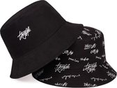 Premium Bucket Hat "Thug Life" - Dubbelzijdig - Unisex - Festivalhoedje - Zonnehoed - Emmerhoed met 2 Kanten - Zwart