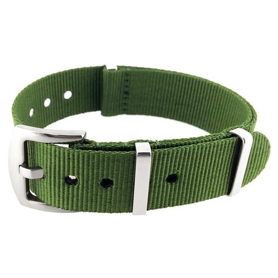 Mega NATO Superstrap Horlogeband Nylon Strap Legergroen 20mm