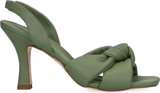 Sacha - Dames - Khaki leren muiltjes met kitten heel - Maat 41 | bol.com