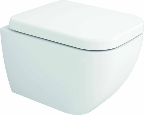 Saqu Cubiq Compact Combi-pack Hangtoilet - Incl. Luxe Toiletbril - Wit - WC Pot - Toiletpot - Hangend Toilet