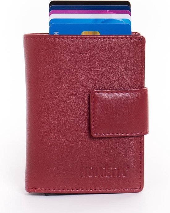 Figuretta Cardprotector Leren Portemonnee met RFID Bescherming Rood