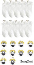 Smiling Socks® Dames Sokken - Leuke sokken - 10 Paar witte sokken - Vrouw/Man - Maat 35-43 - Huissokken - Katoen - Cadeau voor haar