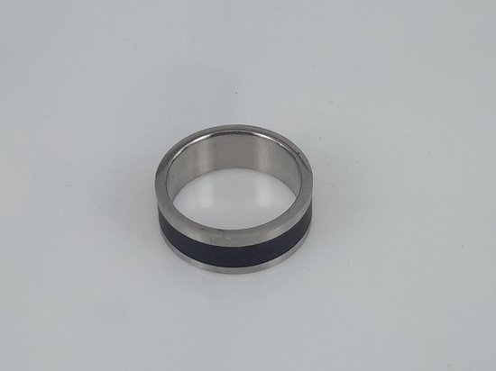 RVS -robuuster – Heren - ring – maat 22 - zilver met zwarte mat in midden raakt men precies smaak van elke persoon. - Lili 41