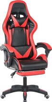 Gamestoel - Gaming Chair - Ergonomisch bureaustoel - Rood - Extra Kussens - Uitschuifbare Voetensteun