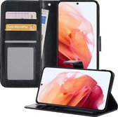 Samsung S21 Hoesje Book Case Hoes - Samsung Galaxy S21 Case Hoesje Portemonnee Cover - Samsung S21 Hoes Wallet Case Hoesje - Zwart