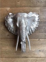 Skull Olifant - Olifant - Skull - Muurdecoratie - Decoratie - Dierenhoofd - Wanddecoratie - Zilver - 40 cm breed