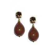 Oorbellen bruin | Swarovski | kegel | gold plated