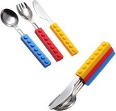 Brick design Bestek - Bestekset kind - Brick Shape Stapelbaar - RVS - BPA vrij