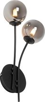 QAZQA athens - Landelijke Wandlamp voor binnen - 2 lichts - D 145 mm - Zwart - Woonkamer | Slaapkamer | Keuken