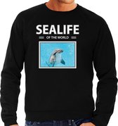 Dieren foto sweater Dolfijn - zwart - heren - sealife of the world - cadeau trui Dolfijnen liefhebber S