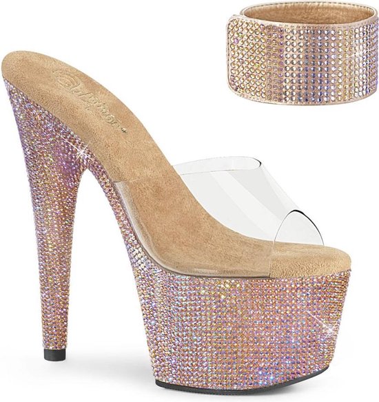 Foto: Pleaser bejeweled 712rs muiltjes met hak us 11 41 shoes roze wit