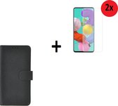 Samsung Galaxy A72 Hoesje - Samsung Galaxy A72 Screenprotector - Samsung A72 hoes Wallet Bookcase Zwart + 2x Screenprotector