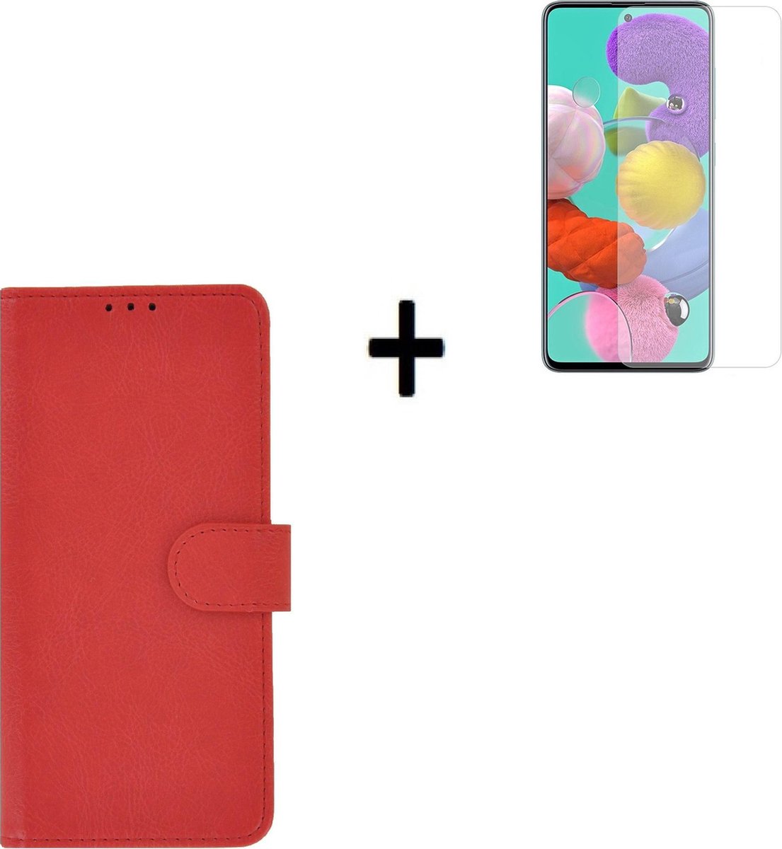 Samsung Galaxy A72 Hoesje - Samsung Galaxy A72 Screenprotector - Samsung A72 Hoes Wallet Bookcase Rood + Screenprotector