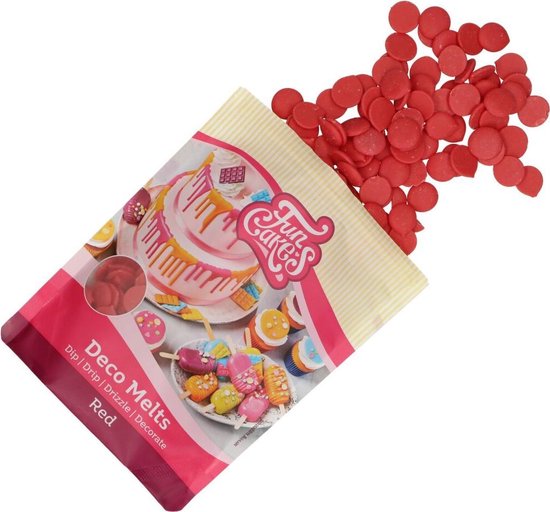 FunCakes Deco Melts Smeltsnoep - Candy Melts - Smeltchocolade - Rood - 250g