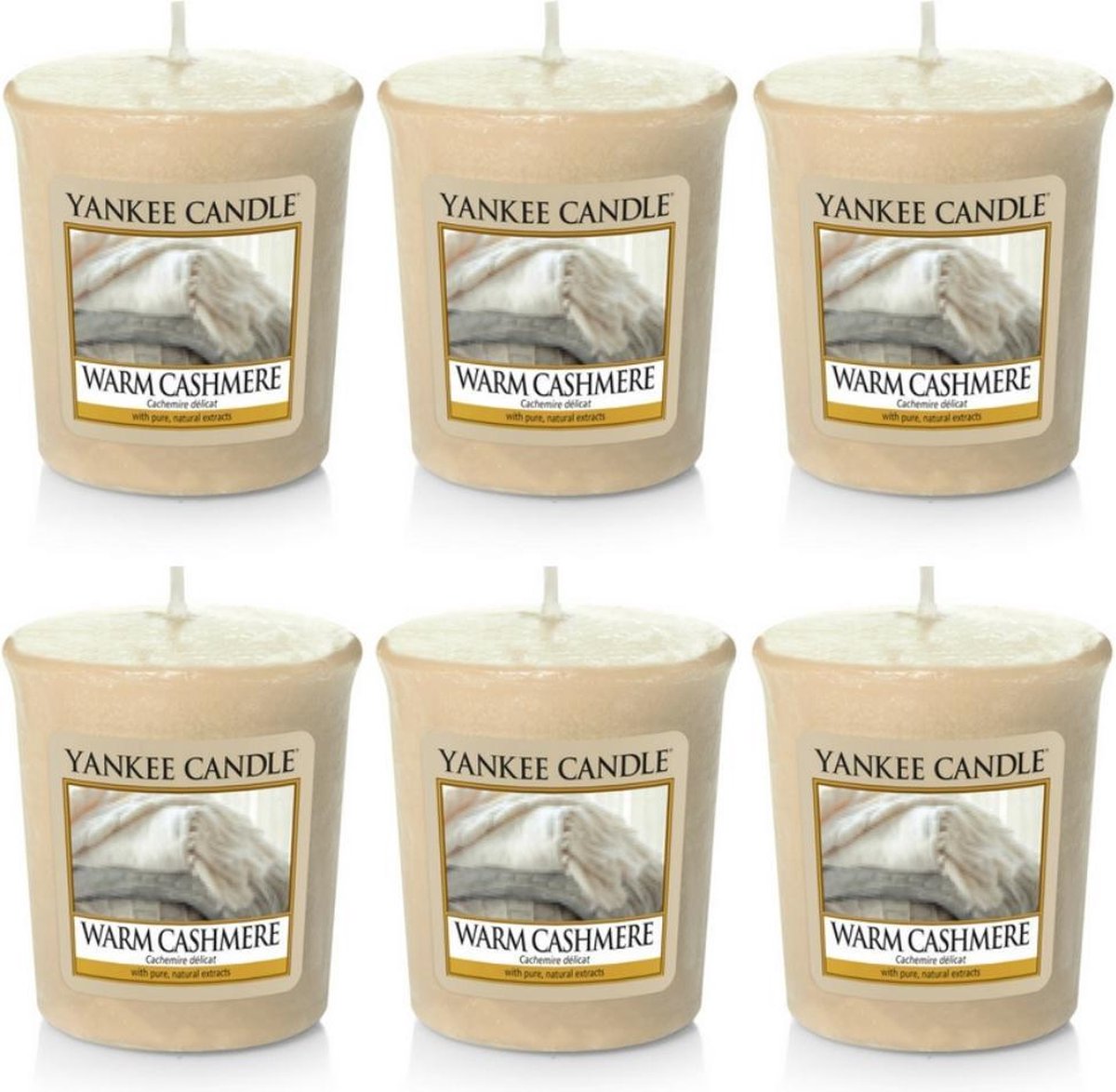 Yankee Candle Warm Cashmere - Set van 6 votive Geurkaarsjes Beige