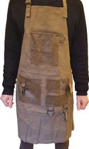 Schort Canvas Luxe - Dames en Heren - Bruin - Khaki - Barbecueschort- Kokschort - Keukenschort