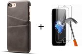 GSMNed –PU Leren Card Case iPhone 7/8 Plus Grijs  – hoogwaardig leren Card Case Grijs – Card Case iPhone 7/8 Plus Grijs – Card Case voor iPhone Grijs – Pasjeshouder – met screenpro